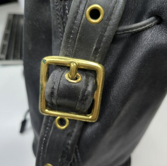 Vintage 90s Coach Lula's Legacy Black Leather Drawstring Bucket Bag [As Is] - Picture 3 of 7